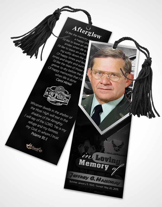 Funeral Bookmark Template 2nd Air Force Airman Freedom
