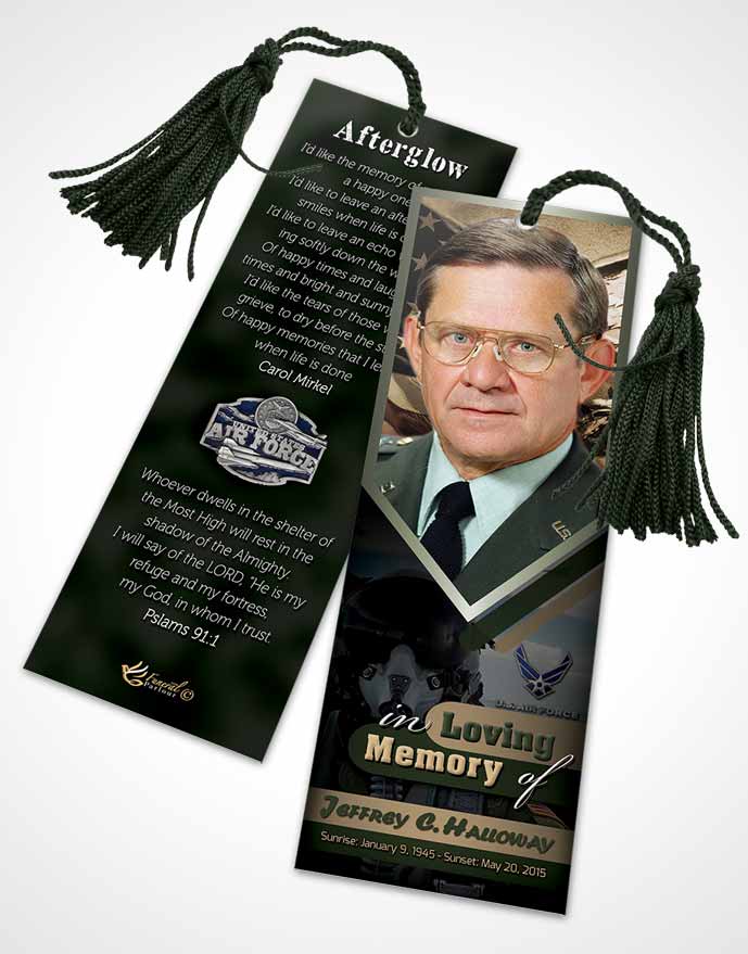 Funeral Bookmark Template 2nd Air Force Airman Serenity