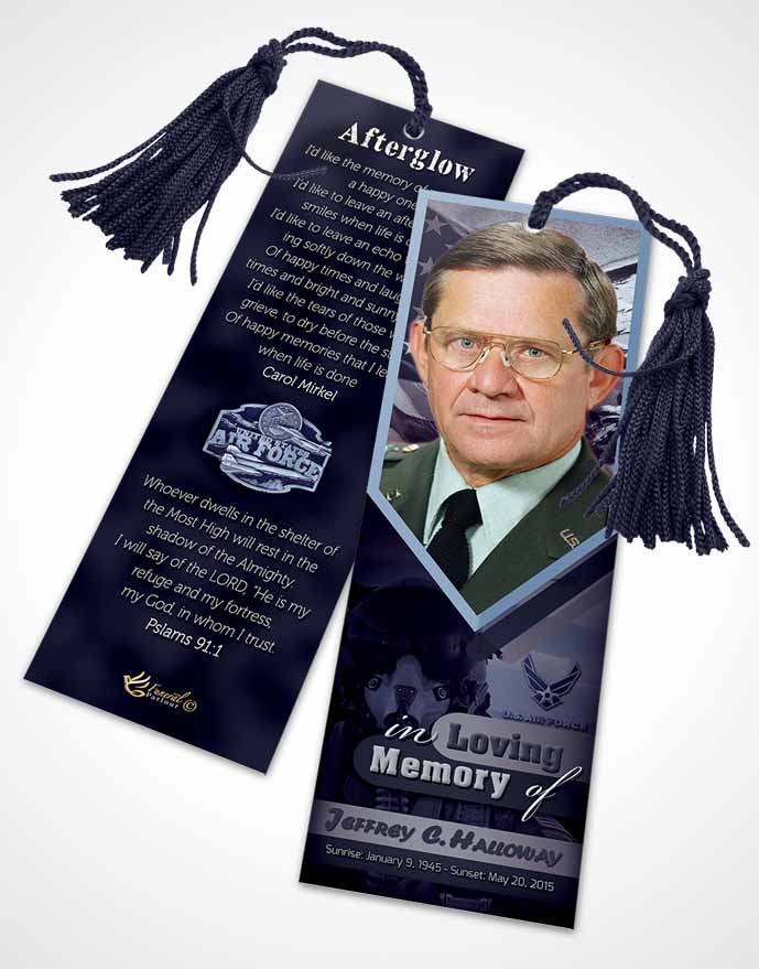 Funeral Bookmark Template 2nd Air Force Airman Sunset