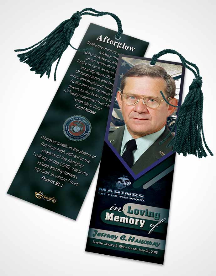 Funeral Bookmark Template 2nd Marines The Few The Proud Desire