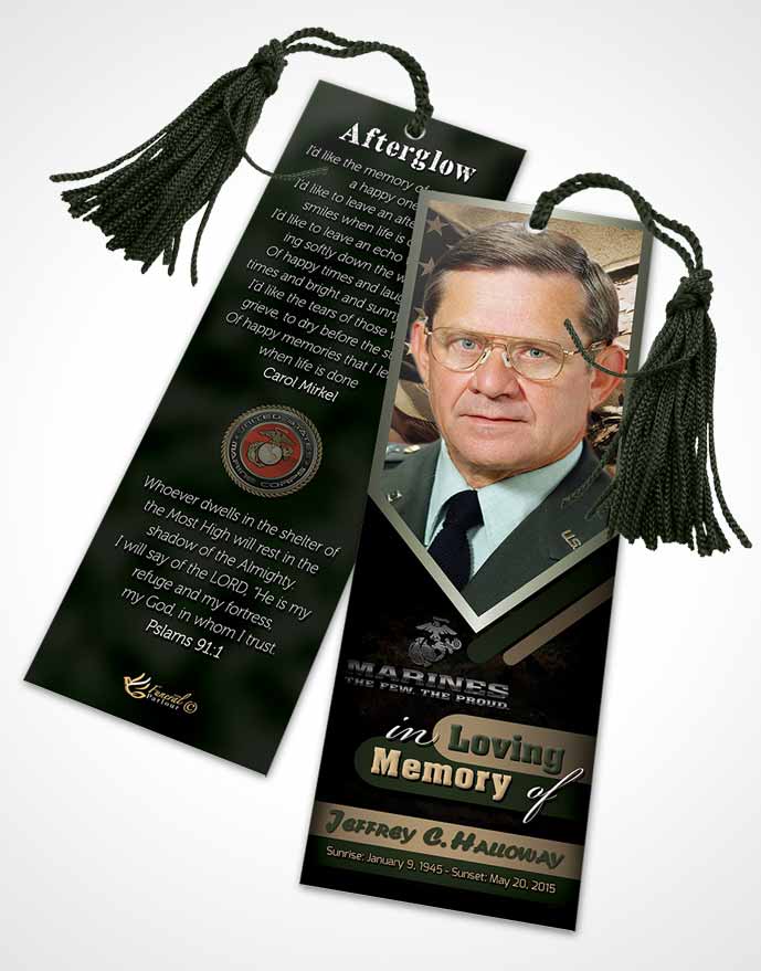 Funeral Bookmark Template 2nd Marines The Few The Proud Serenity