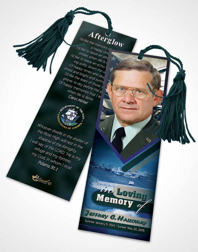 Funeral Bookmark Template 2nd Navy Sailor Desire