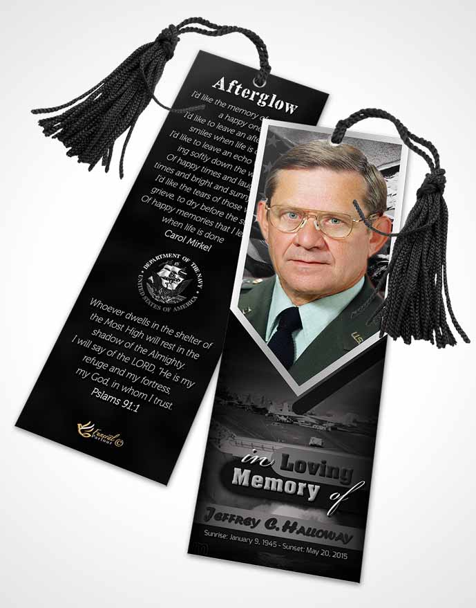 Funeral Bookmark Template 2nd Navy Sailor Freedom