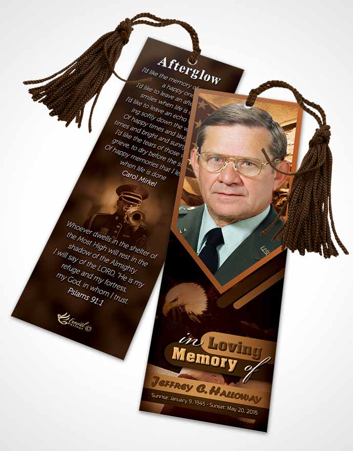 Funeral Bookmark Template 2nd Veterans Day Love