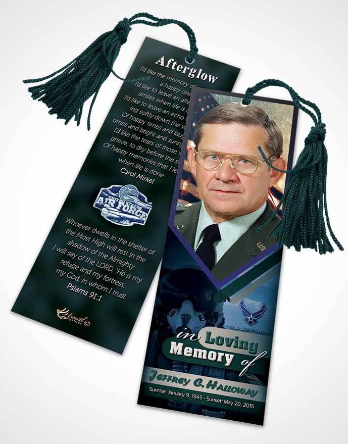 Funeral Bookmark Template 3rd Air Force Airman Desire
