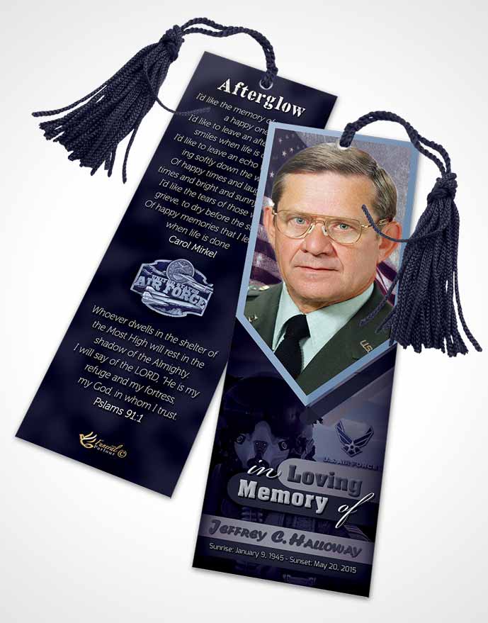 Funeral Bookmark Template 3rd Air Force Airman Sunset