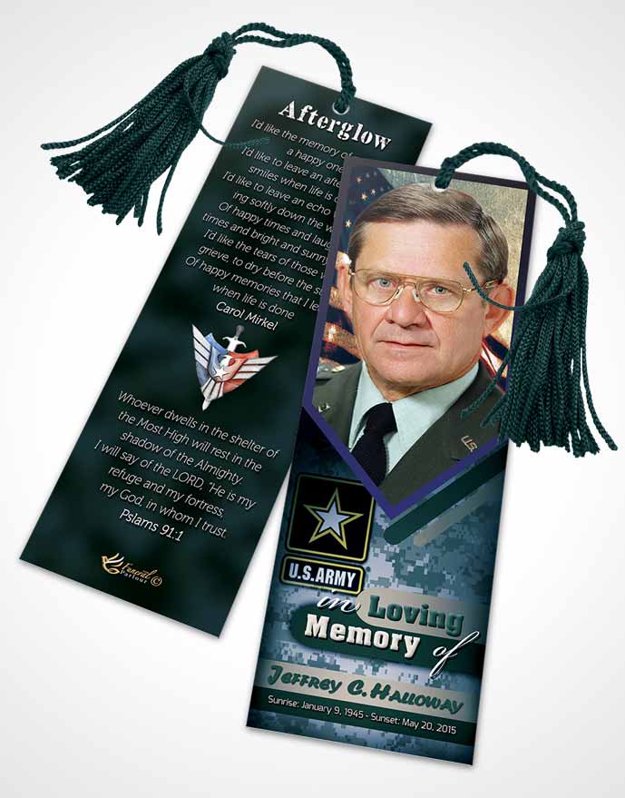 Funeral Bookmark Template 3rd Army Soldier Desire