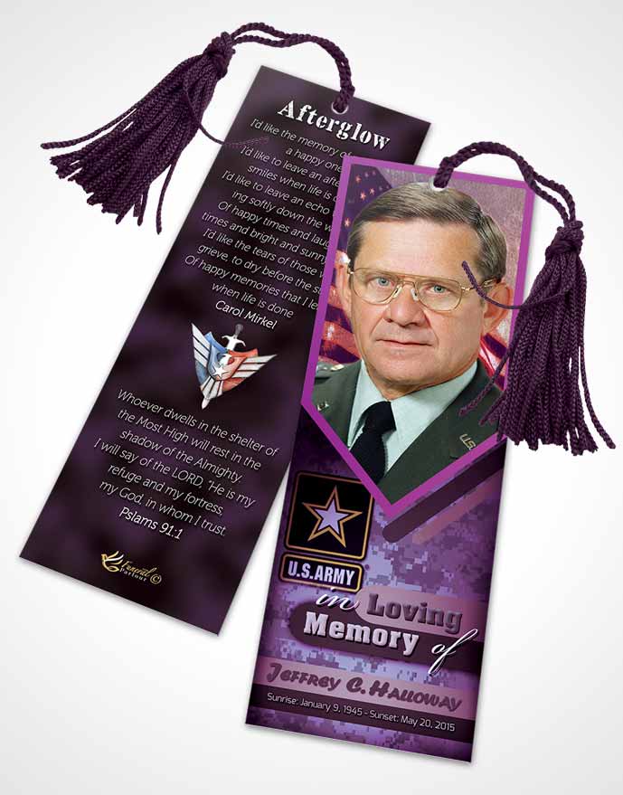 Funeral Bookmark Template 3rd Army Soldier Faith