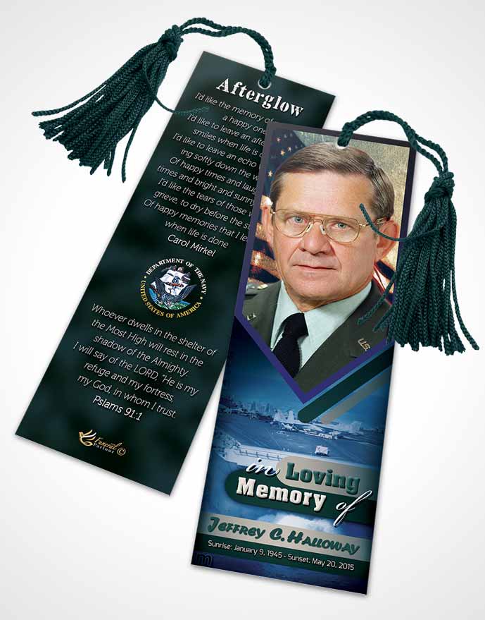 Funeral Bookmark Template 3rd Navy Sailor Desire