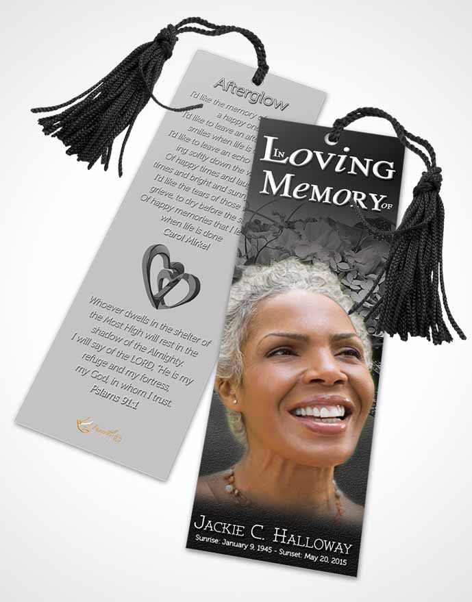 Funeral Bookmark Template A Beautiful Black and White Bouquet