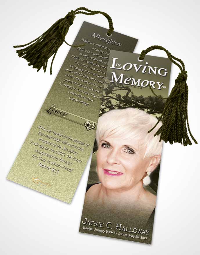 Funeral Bookmark Template A Blissful Rustic Tree