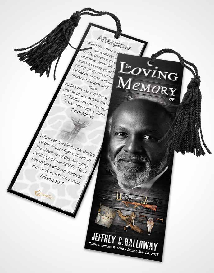 Funeral Bookmark Template A Hunters Catch Black and White Memories
