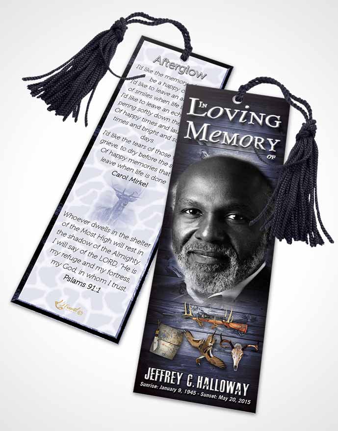 Funeral Bookmark Template A Hunters Catch Deep Blue