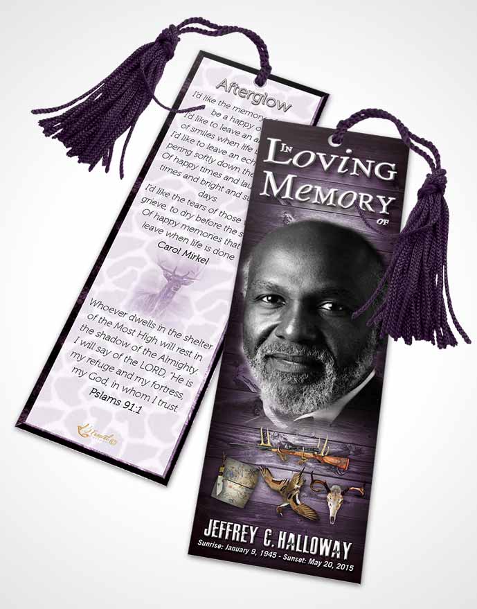 Funeral Bookmark Template A Hunters Catch Lavender Love