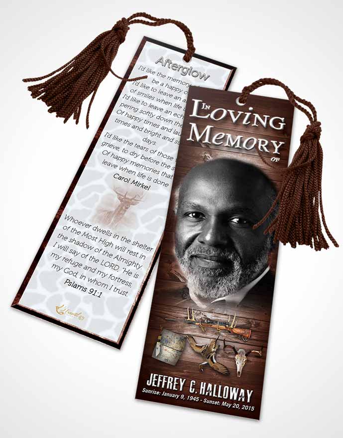 Funeral Bookmark Template A Hunters Catch Rustic Harmony