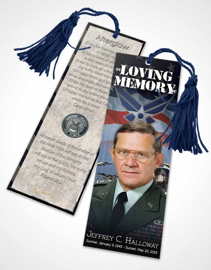 Funeral Bookmark Template Air Force Offshore Salute