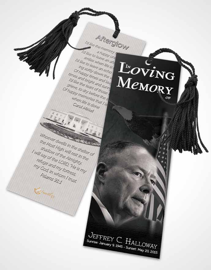 Funeral Bookmark Template American Black and White Glory
