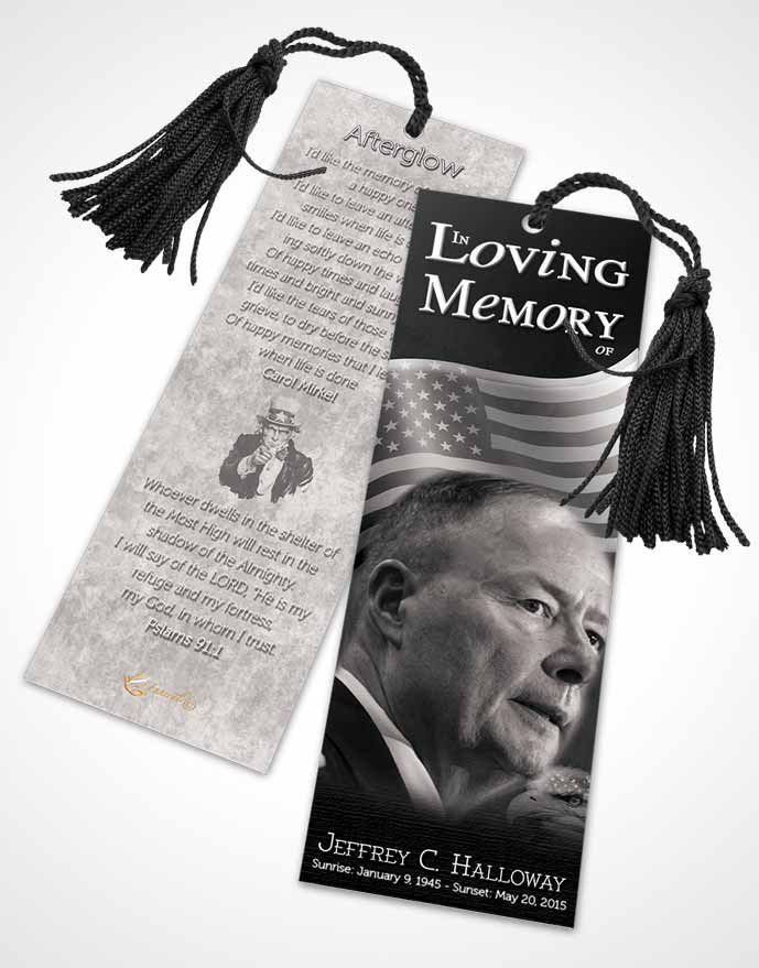 Funeral Bookmark Template American Black and White Pride