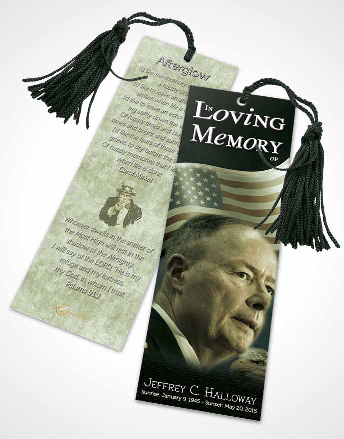 Funeral Bookmark Template American Emerald Pride