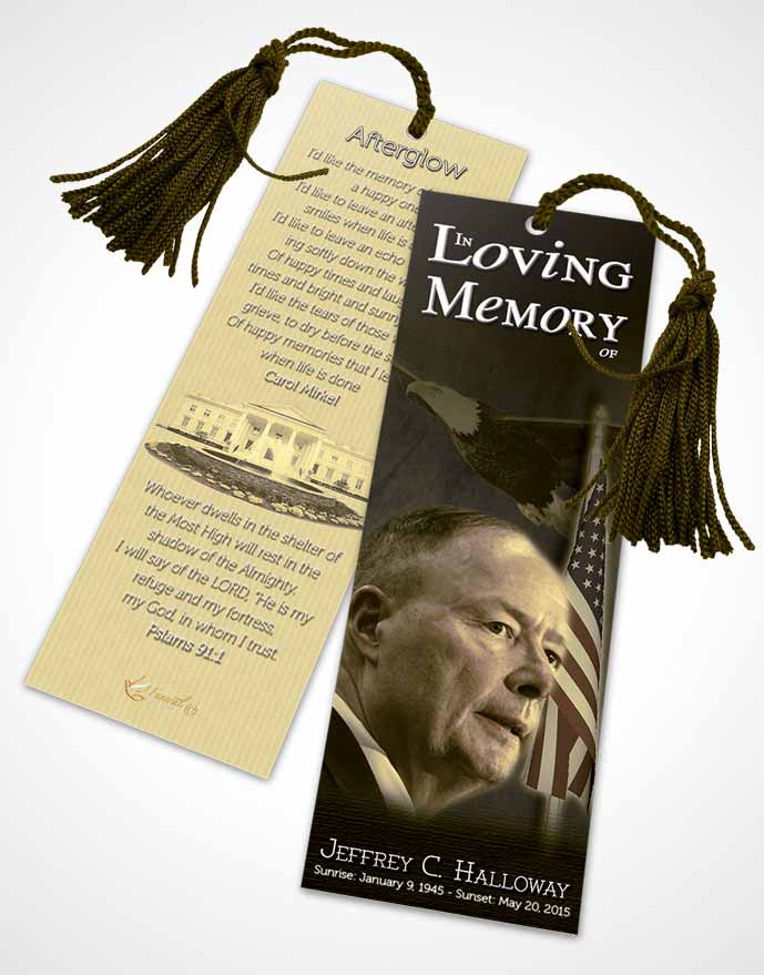 Funeral Bookmark Template American Golden Glory