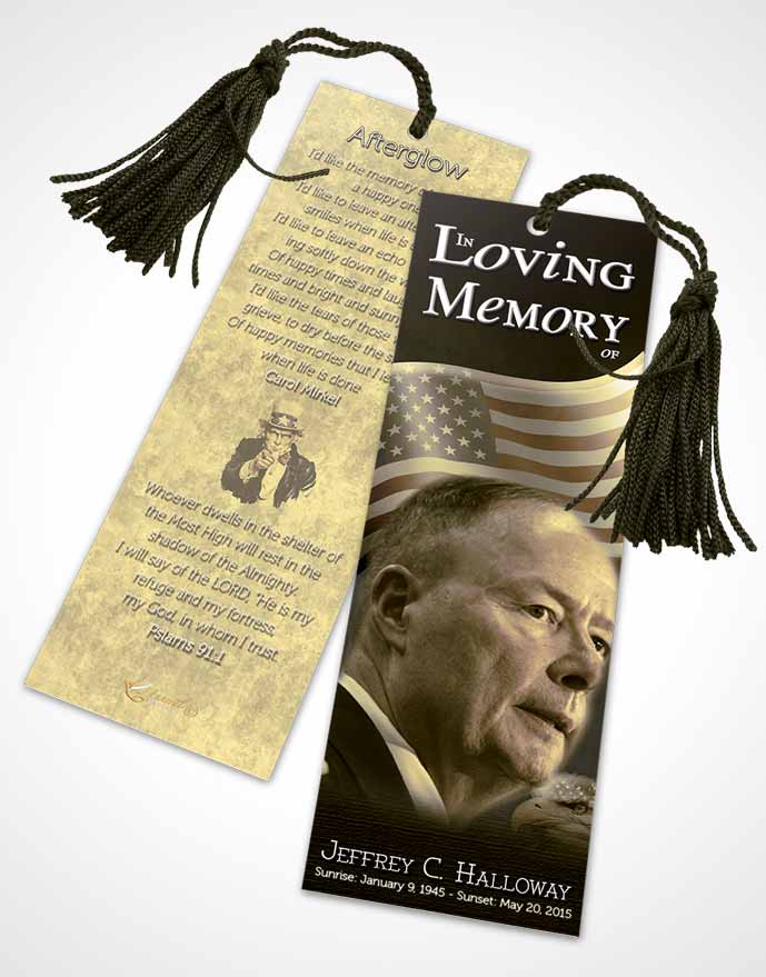 Funeral Bookmark Template American Golden Pride