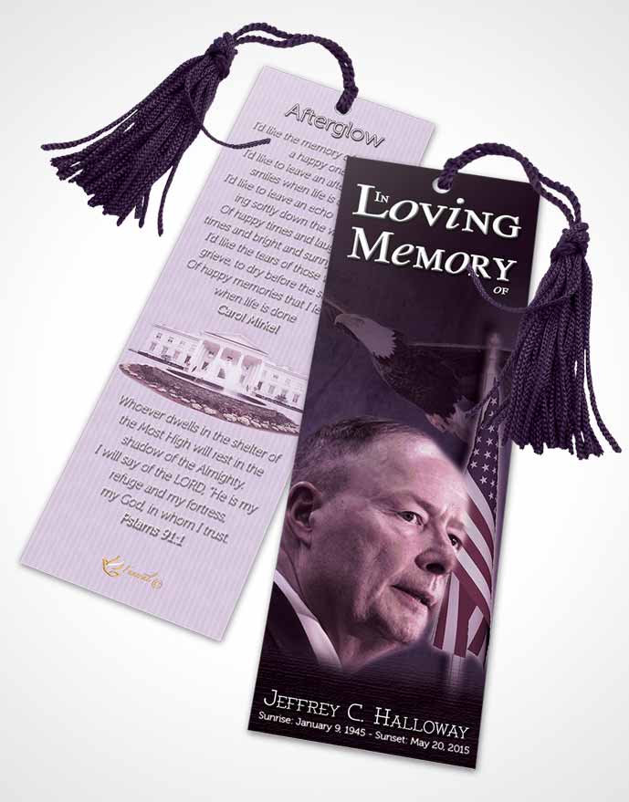 Funeral Bookmark Template American Lavender Glory
