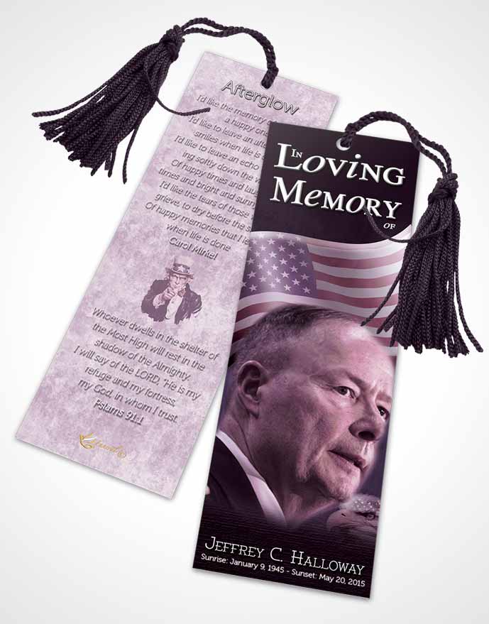 Funeral Bookmark Template American Lavender Pride