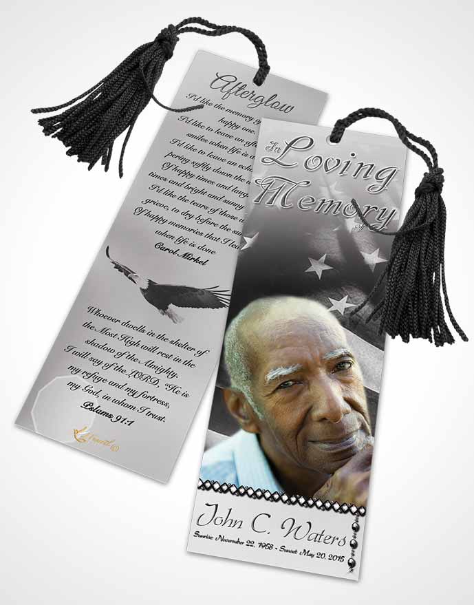 Funeral Bookmark Template American Life Black and White