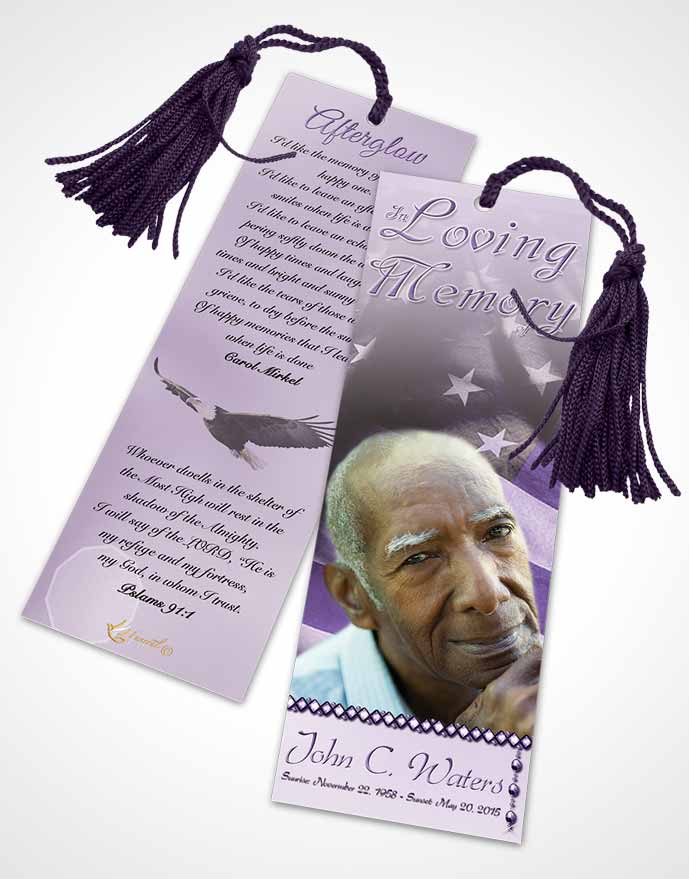 Funeral Bookmark Template American Life Lavender Honor