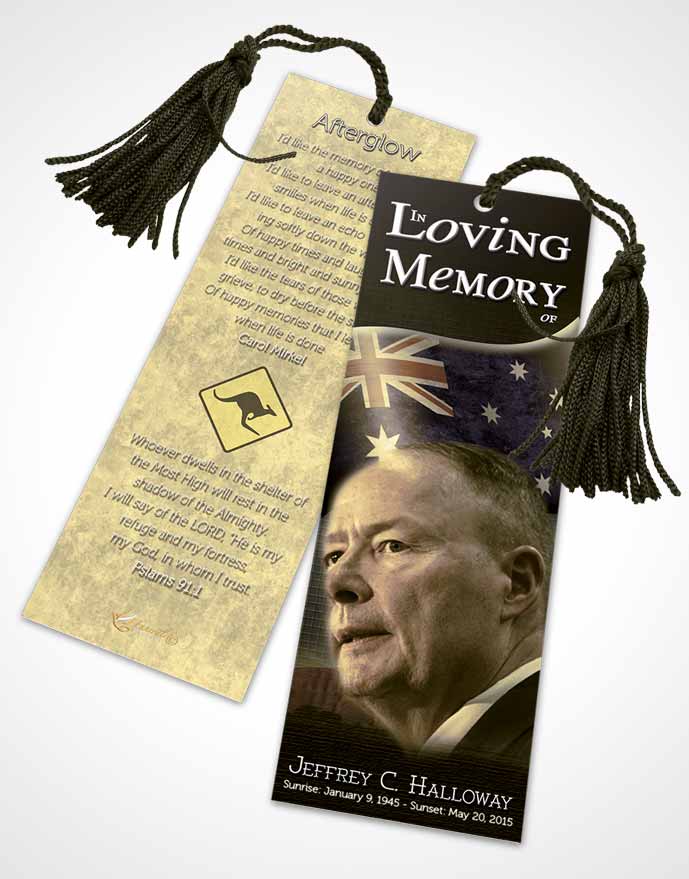 Funeral Bookmark Template Australian Golden Love