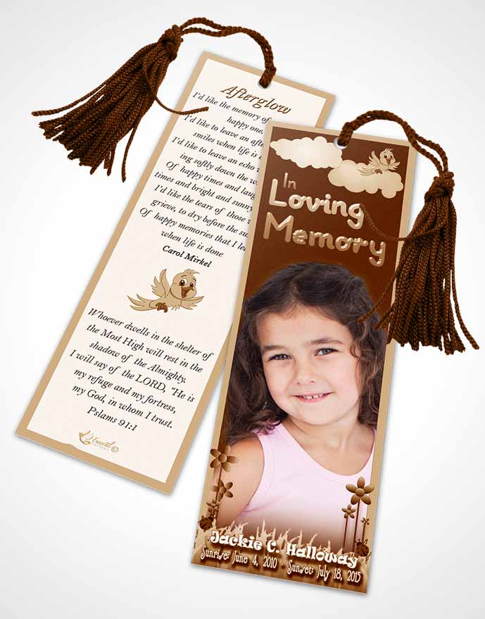 Funeral Bookmark Template Autumn Breeze Childs Dream