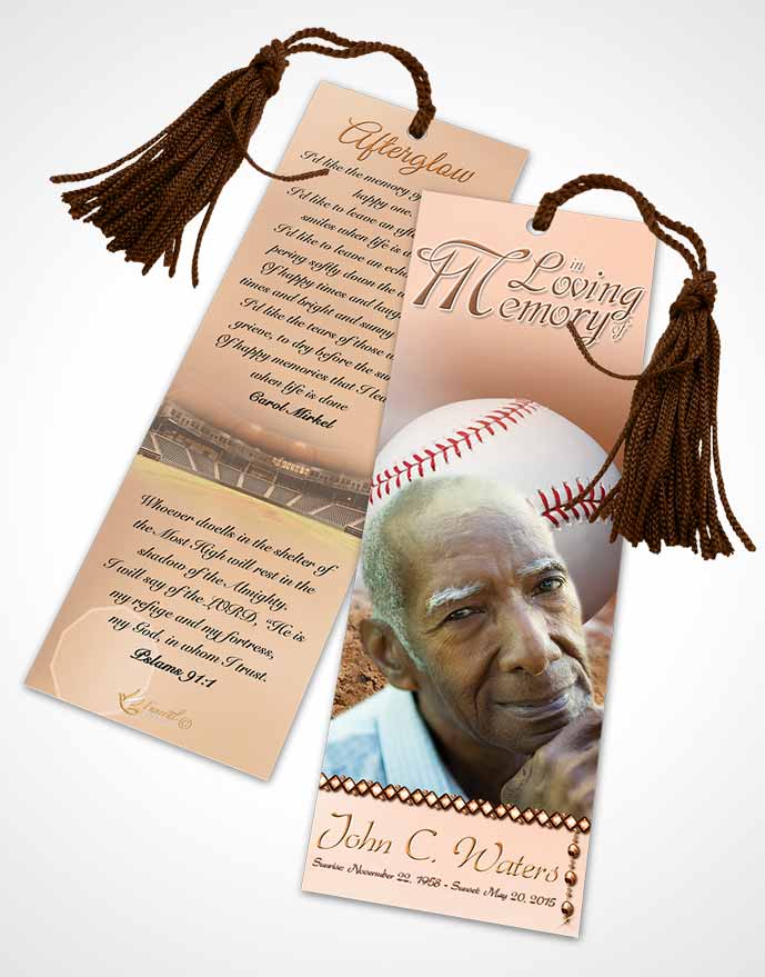 Funeral Bookmark Template Baseball Day Early Morning
