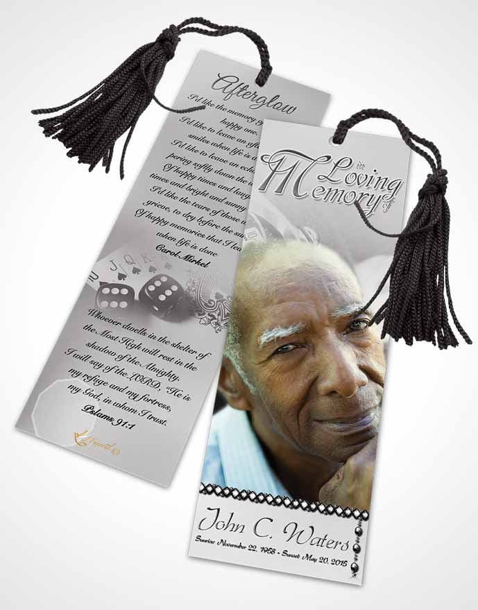 Funeral Bookmark Template Black and White Aces