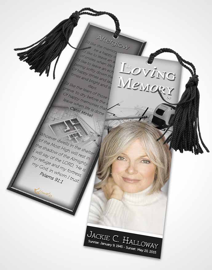 Funeral Bookmark Template Black and White Architect