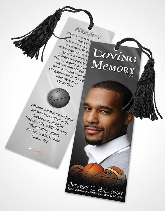 Funeral Bookmark Template Black and White Basketball Lover Light