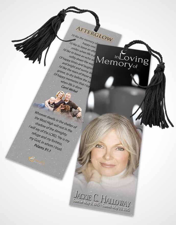 Funeral Bookmark Template Black and White Candles In The Wind