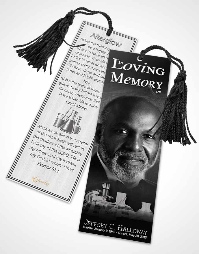 Funeral Bookmark Template Black and White Chemist