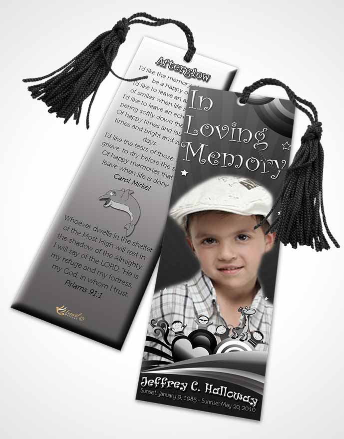 Funeral Bookmark Template Black and White Childs Journey