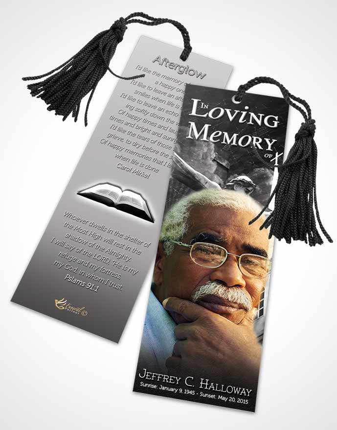 Funeral Bookmark Template Black and White Christian Faith