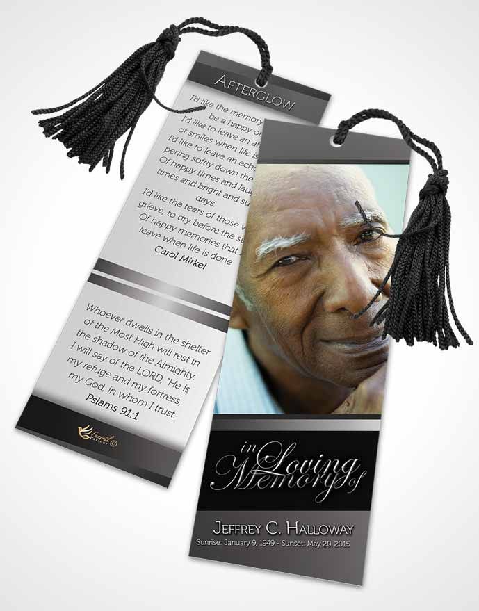 Funeral Bookmark Template Black and White Desire Tranquility Light