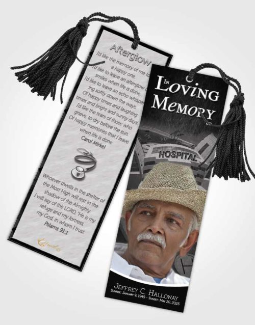 Funeral Bookmark Template Black and White Doctor