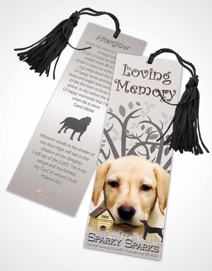 Funeral Bookmark Template Black and White Doggy Heaven