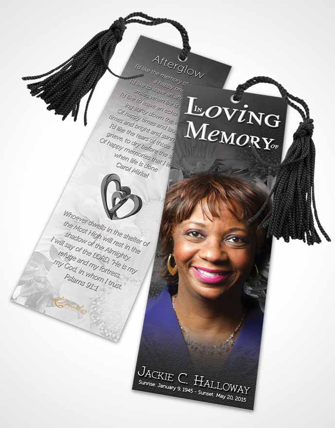 Funeral Bookmark Template Black and White Dream Flower