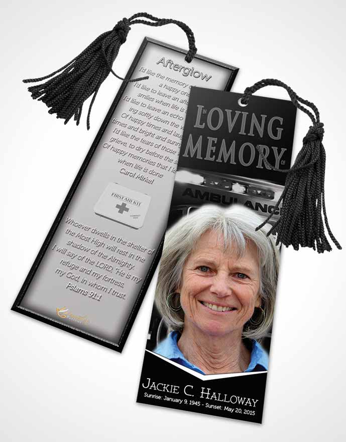 Funeral Bookmark Template Black and White EMT Savior