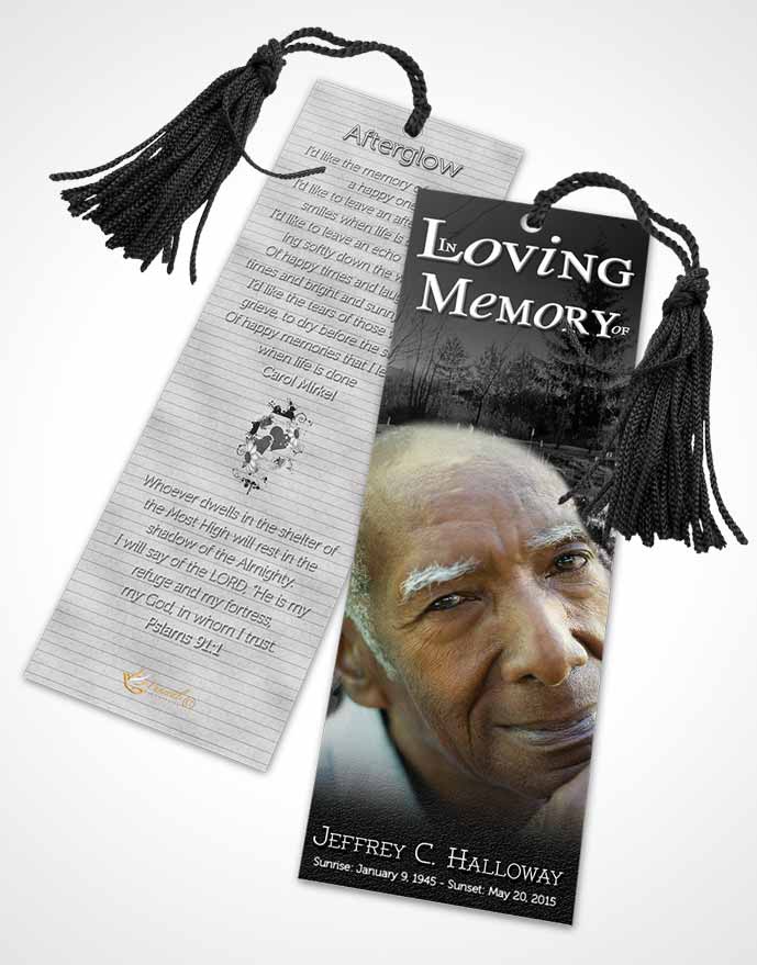 Funeral Bookmark Template Black and White Fall Getaway