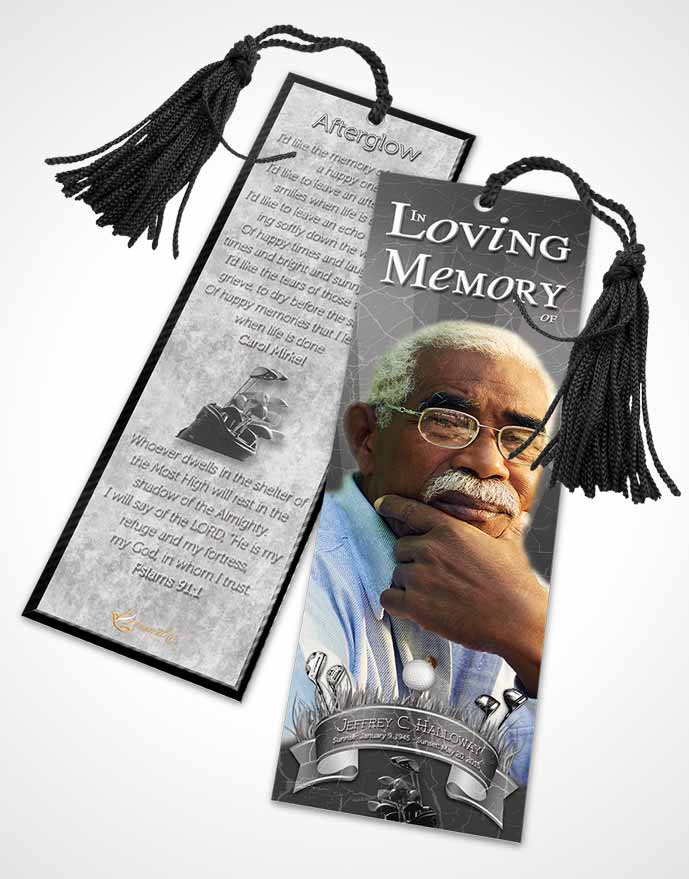 Funeral Bookmark Template Black and White Golf Star