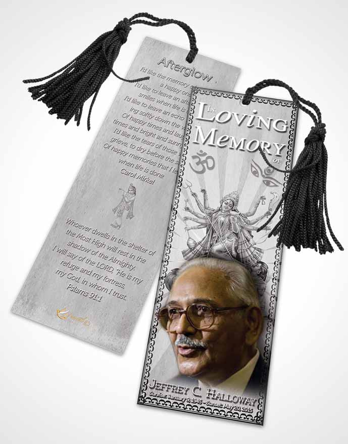 Funeral Bookmark Template Black and White Hindu Faith