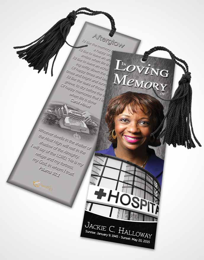 Funeral Bookmark Template Black and White Nurse