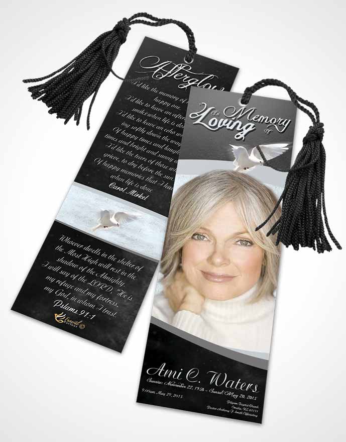 Funeral Bookmark Template Black and White Paradise
