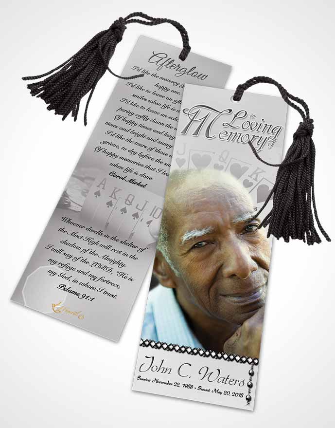 Funeral Bookmark Template Black and White Royal Flush